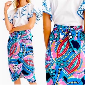 NWT J. Crew Tie-back tulip skirt in colorful Ratti® kaleidoscope floral Size 16